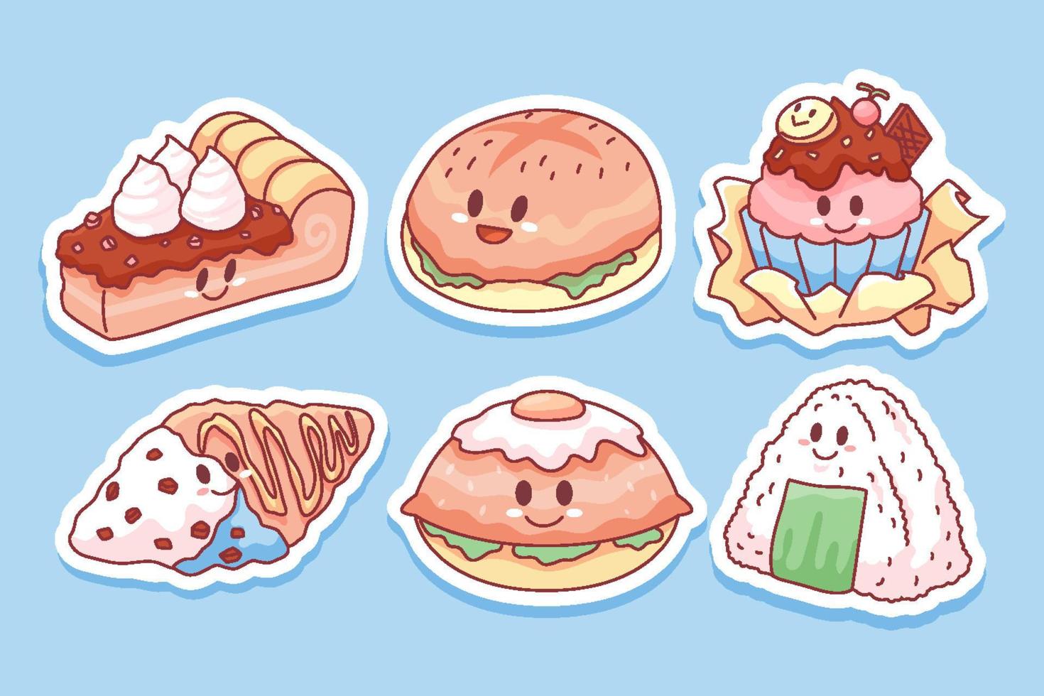 Cute Kawaii Food Sticker vector
