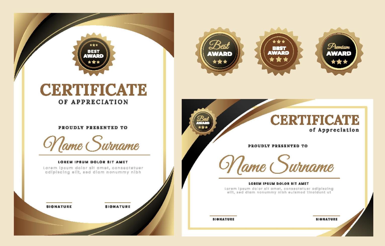 Certificate of Appreciation Template for Employee vector