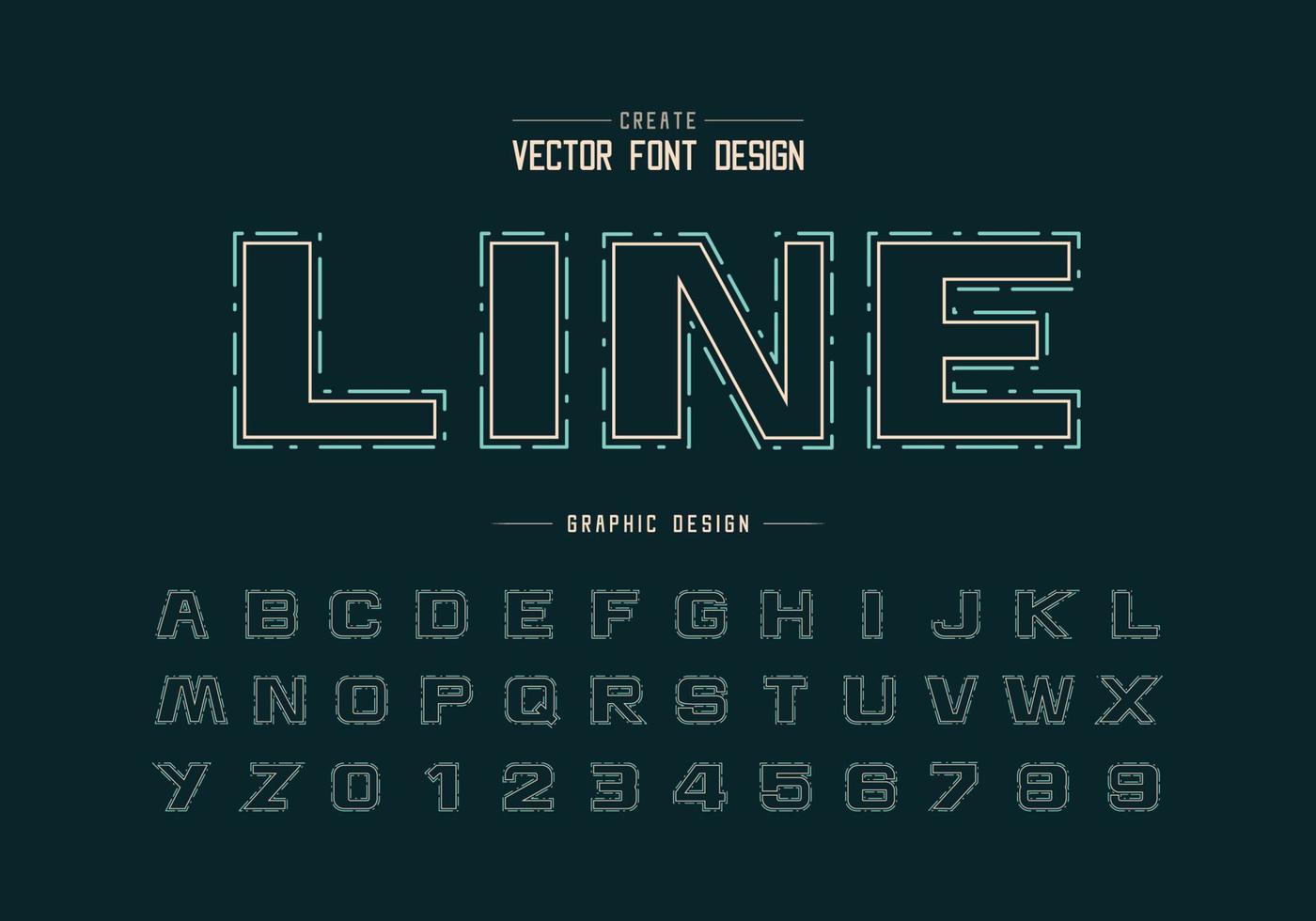 font and line alphabet vector, Design typeface letter and number, Graphic text on background vector