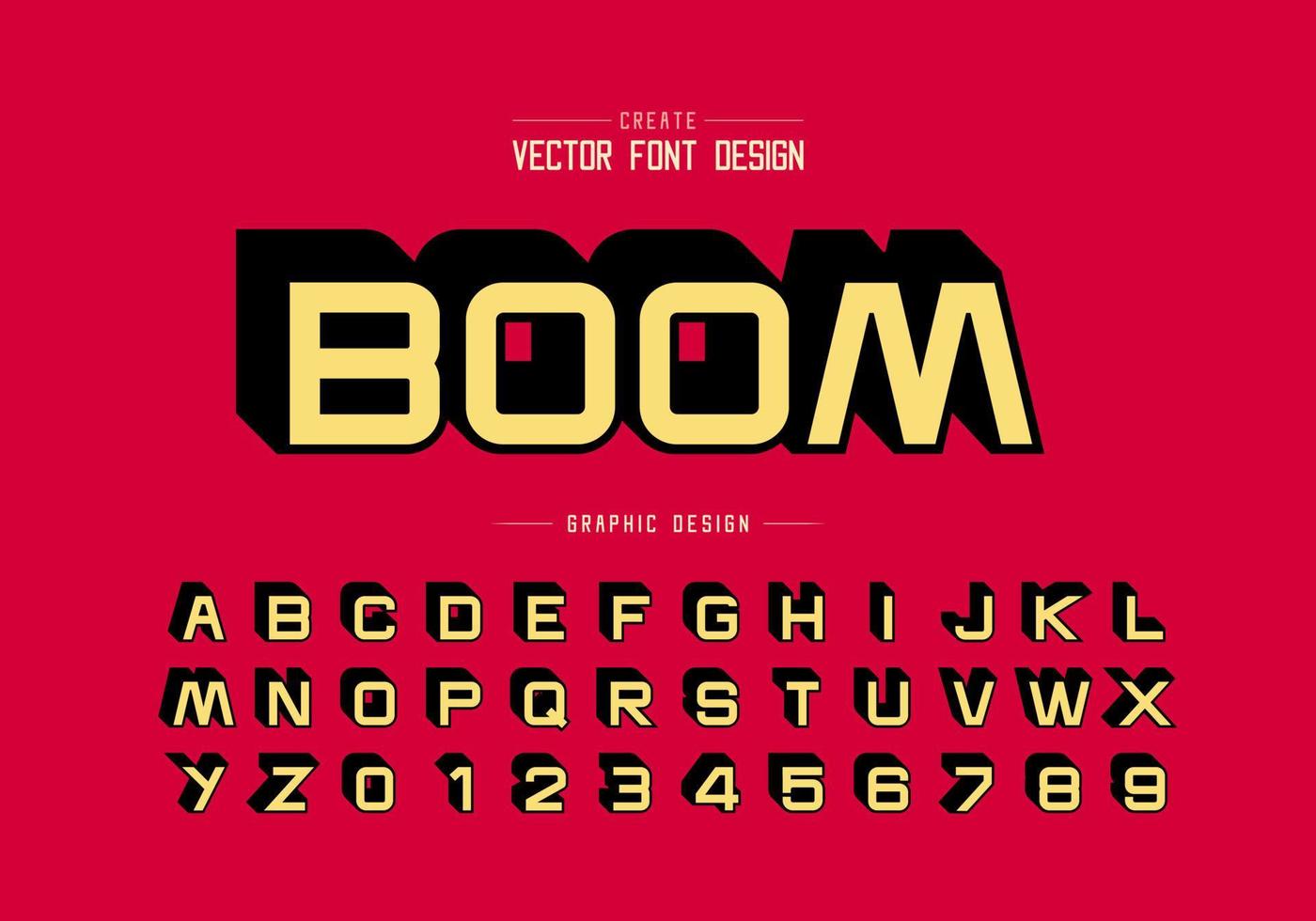 Shadow font and alphabet vector, Design typeface letter and number, Graphic text vector
