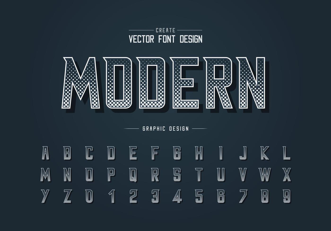 Halftone hexagon font and alphabet vector, Digital modern typeface and letter number design vector