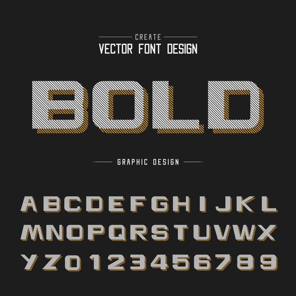 Bold Font and alphabet vector, Design typeface letter and number, Graphic text on background vector