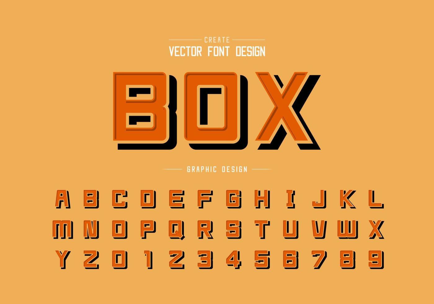 Black shadow font and alphabet vector, Square typeface letter and number design, Graphic text on background vector