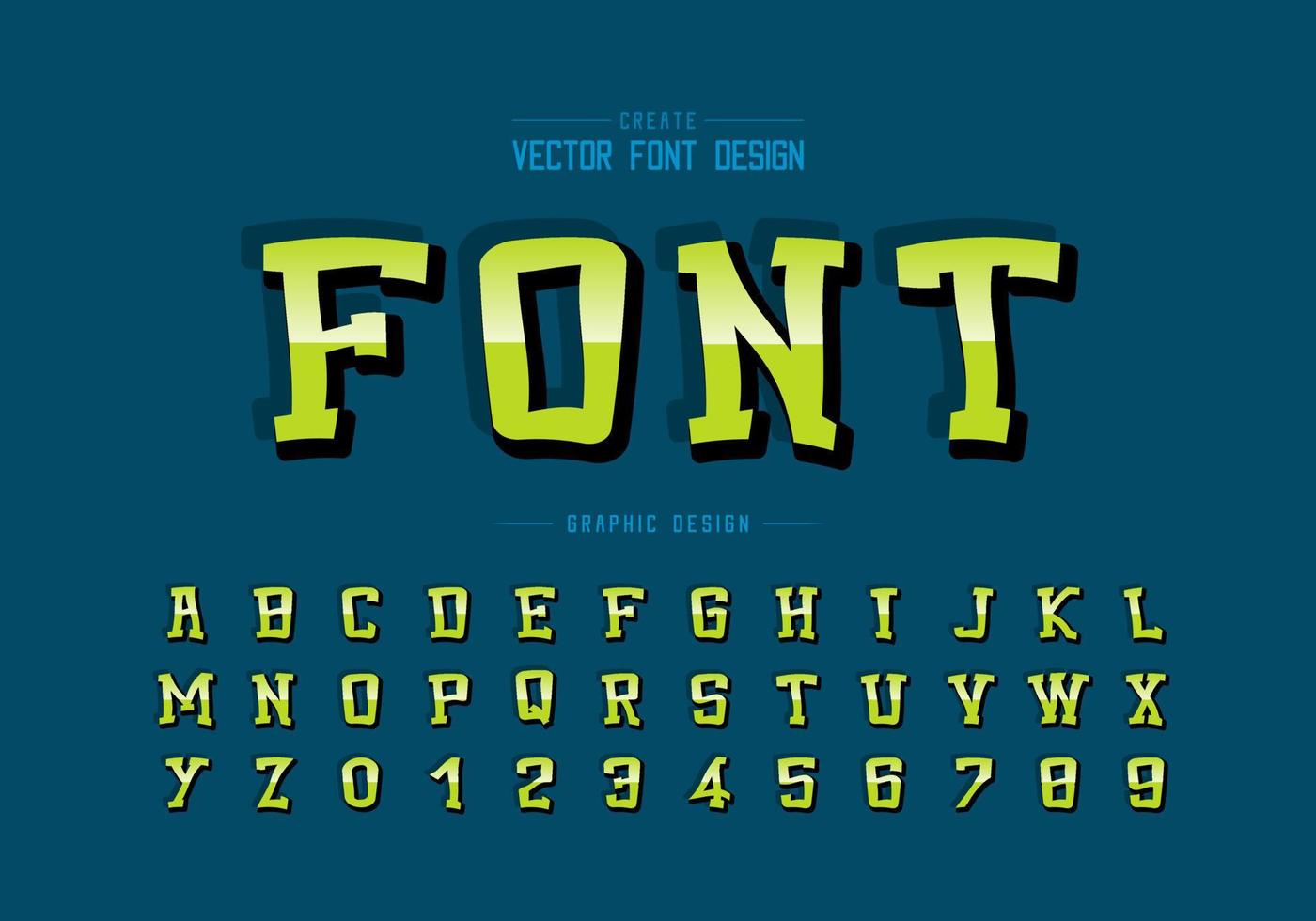 Reflective font and cartoon alphabet vector, Gradient typeface and number design vector