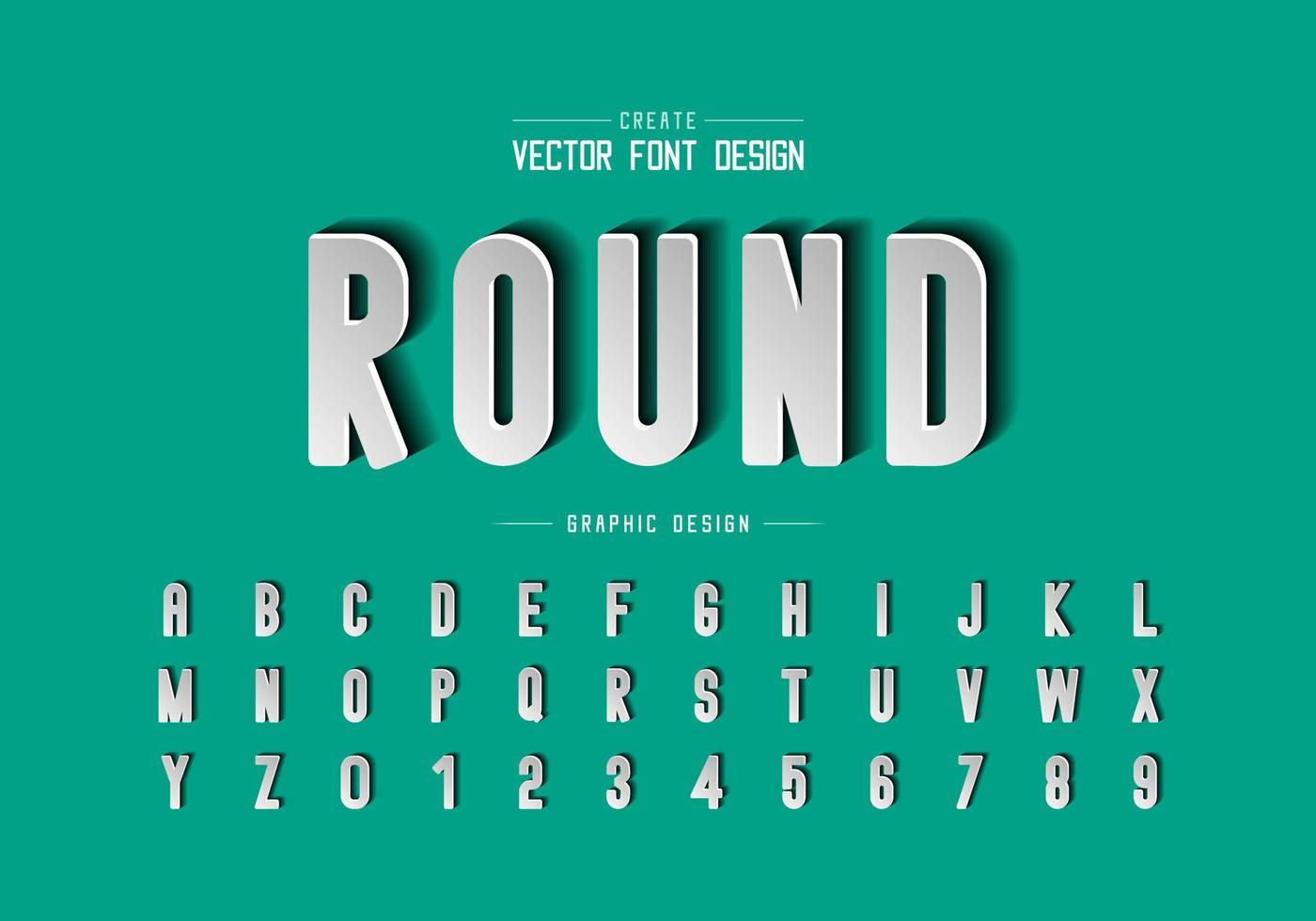 Paper cut font and alphabet vector, Round letter typeface and number design, Graphic text on background vector