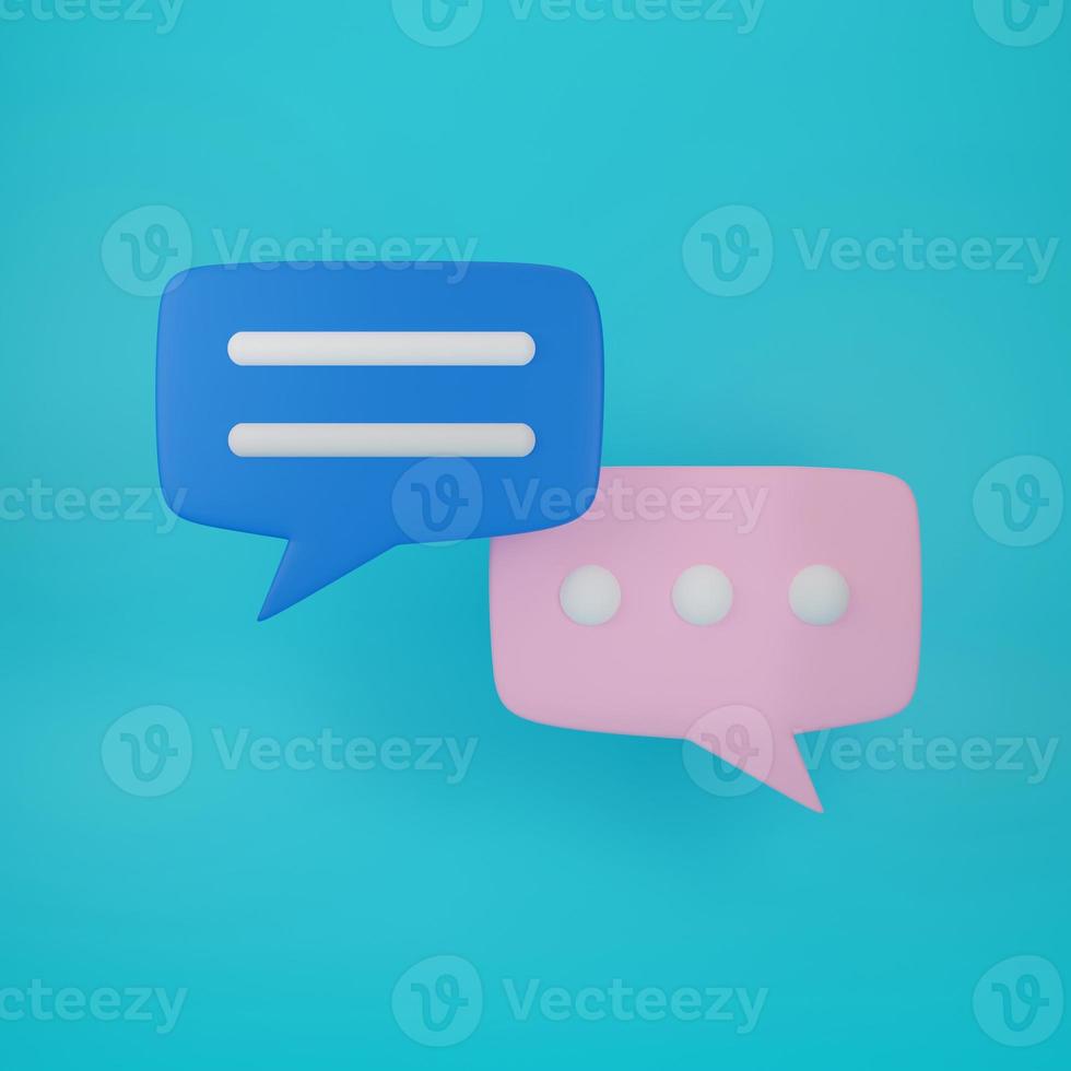 Blue and  pink chatting box, speak bubble text,  message box, text box. Cartoon illustration design. Communication concept. photo