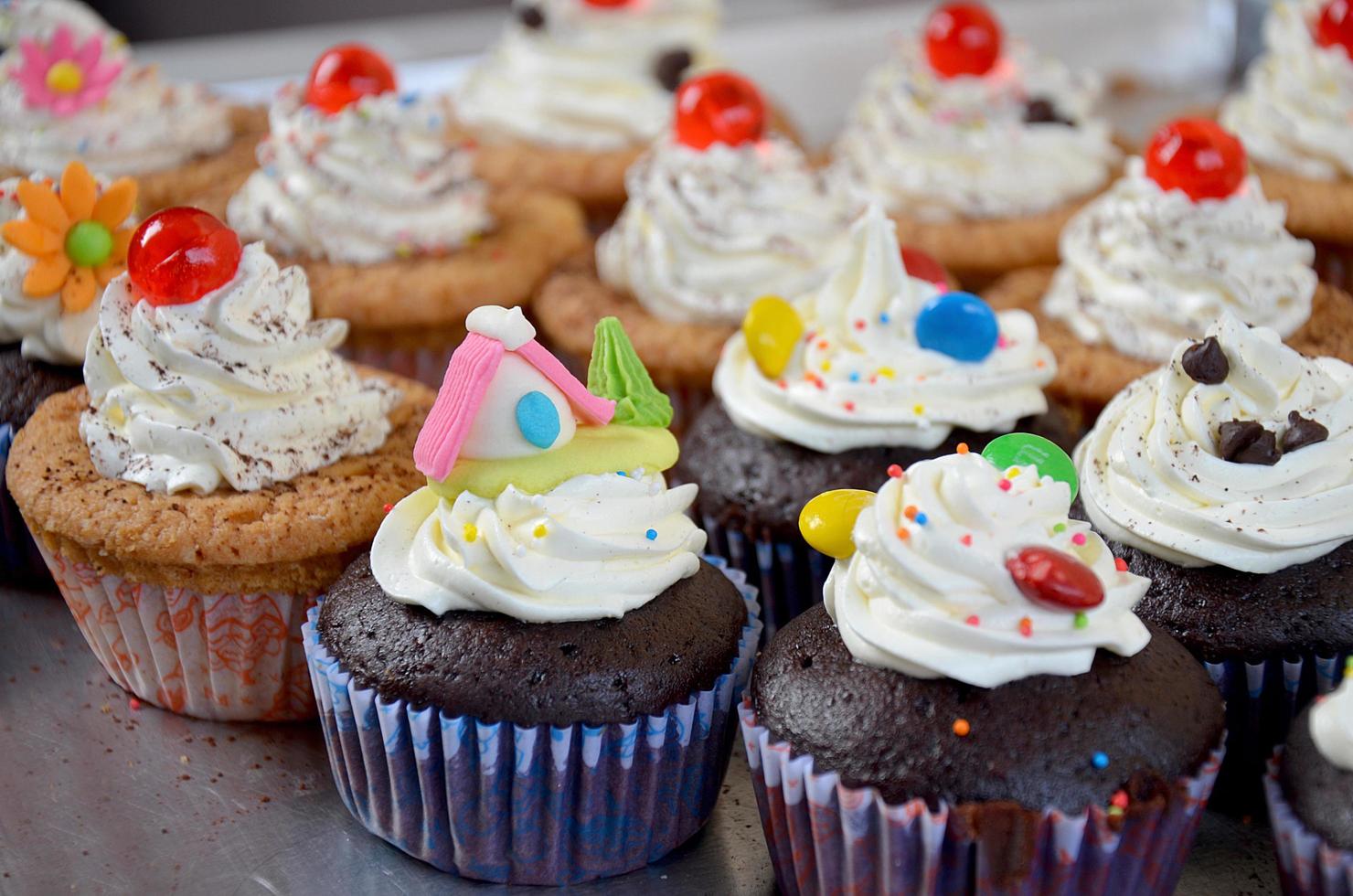 Cupcakes, with cream ,Valentine's day photo