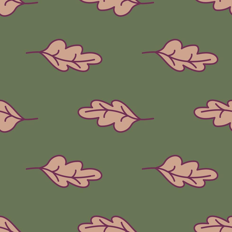 Simple outline oak seamless pattern. Foliage backdrop. Nature wallpaper. vector