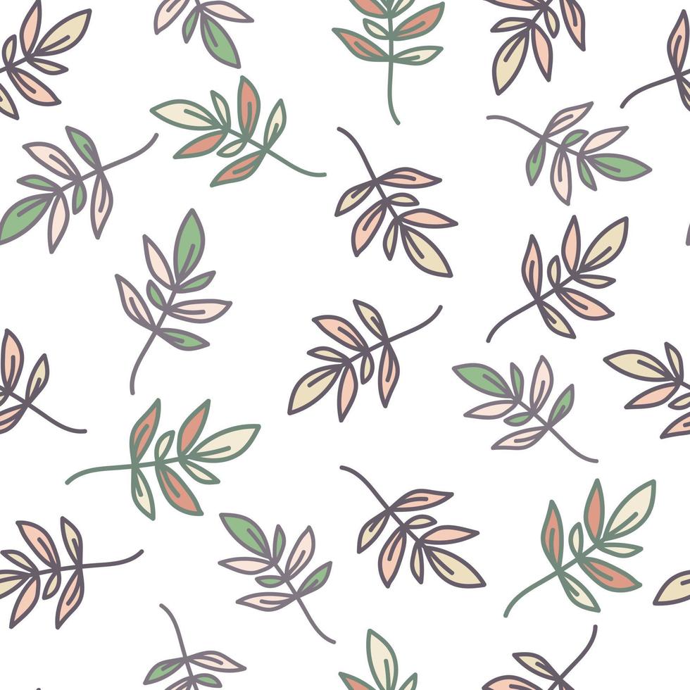 lindo contorno deja un patrón sin costuras. papel tapiz de hoja simple. fondo floral botánico. vector