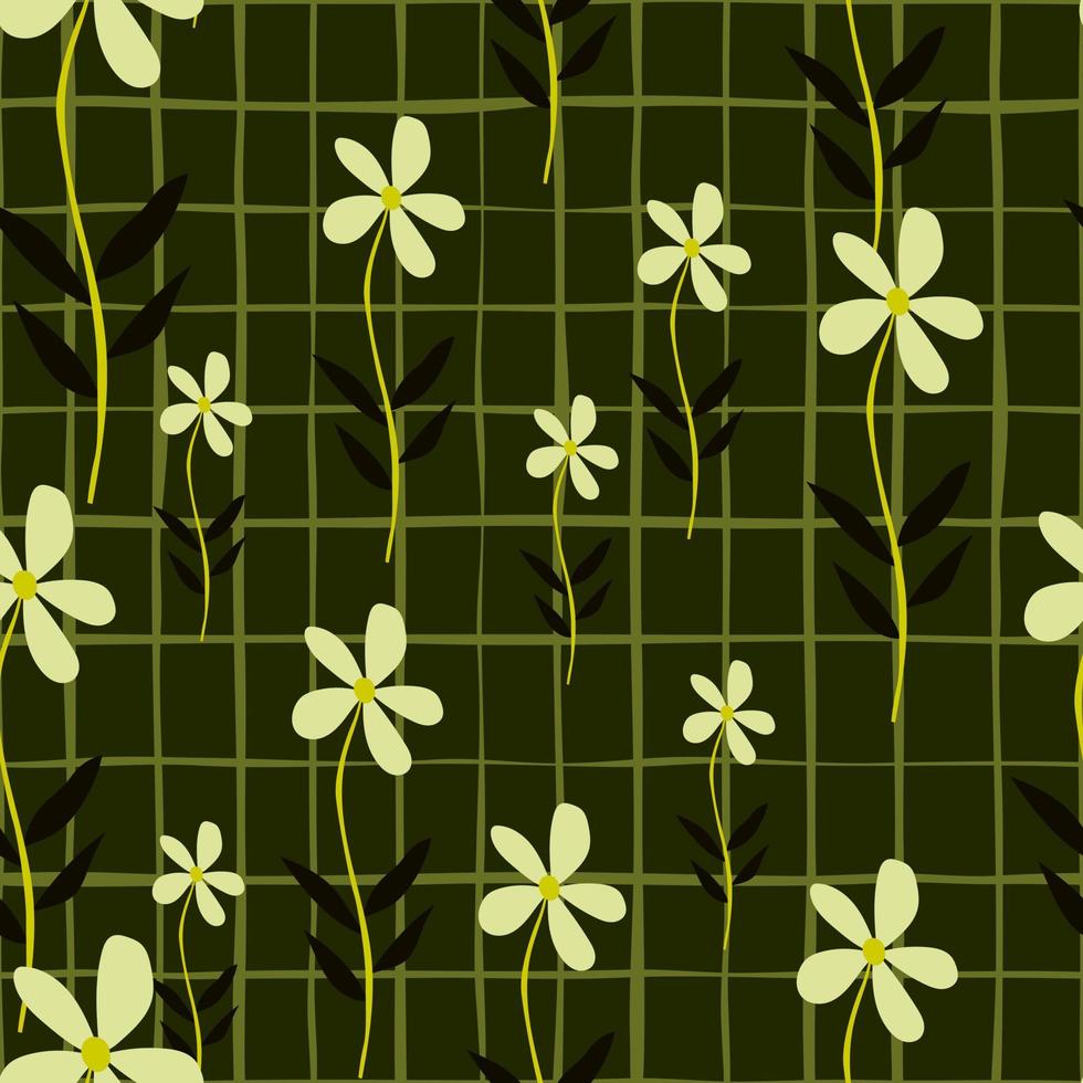 Doodle ditsy flores de patrones sin fisuras. lindo estampado de manzanilla. ornamento floral bonito telón de fondo botánico vector