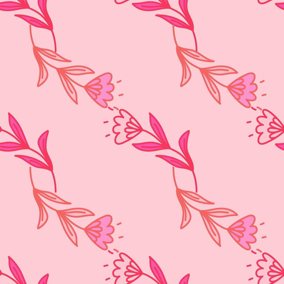 Cute flower seamless pattern in stylized folk style. Hand drawn elegant botanical background. vector