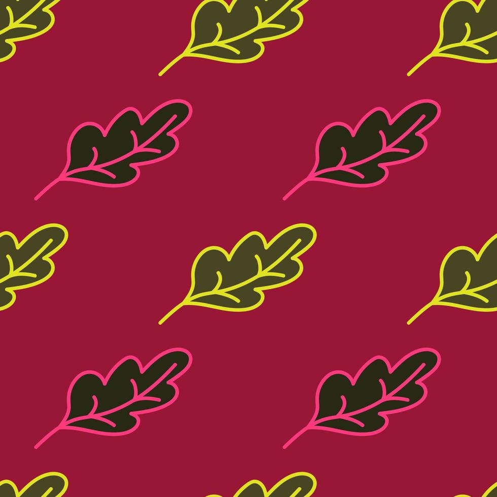 Simple outline oak seamless pattern. Foliage backdrop. Nature wallpaper. vector