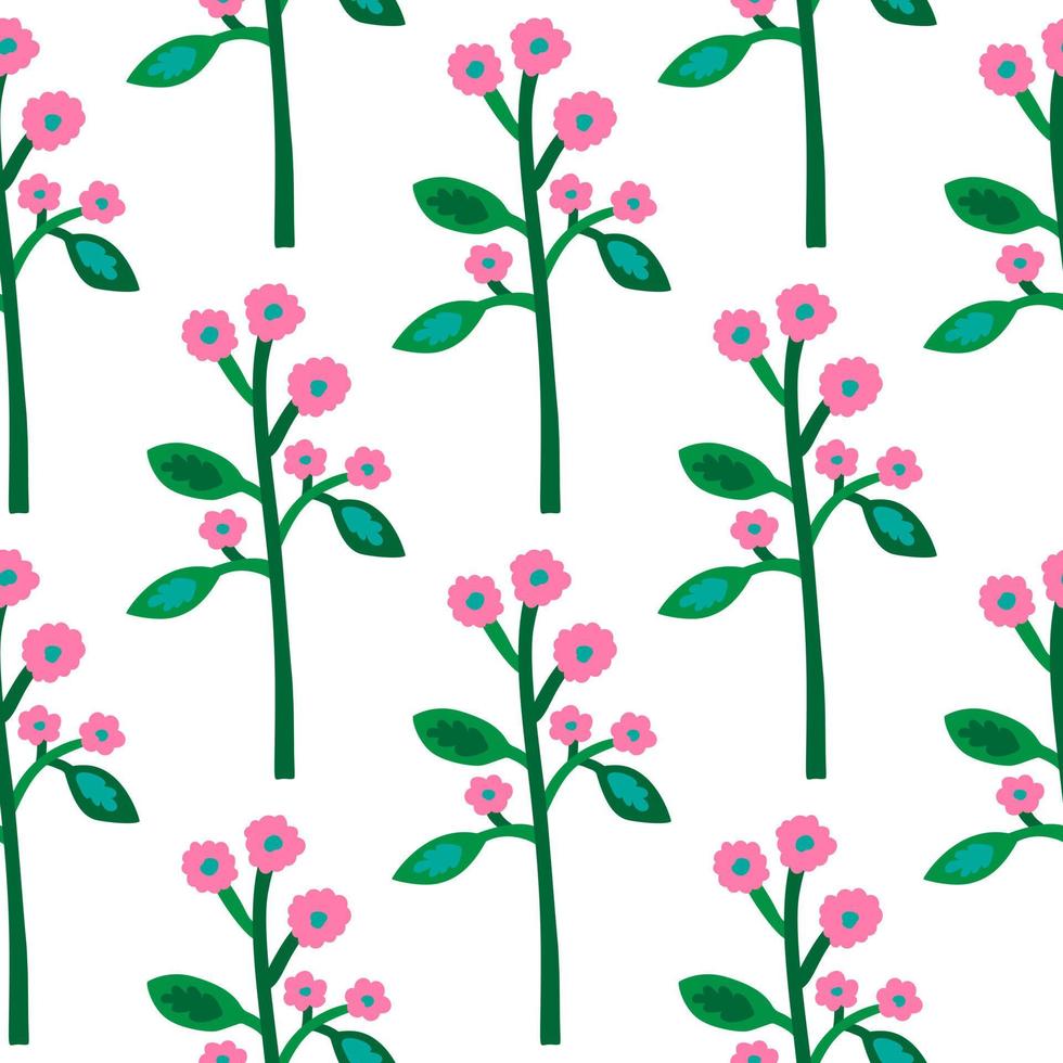 extraño patrón sin costuras de flores. ornamento floral botánico contemporáneo. Fondo de pantalla sin fin de plantas creativas. vector