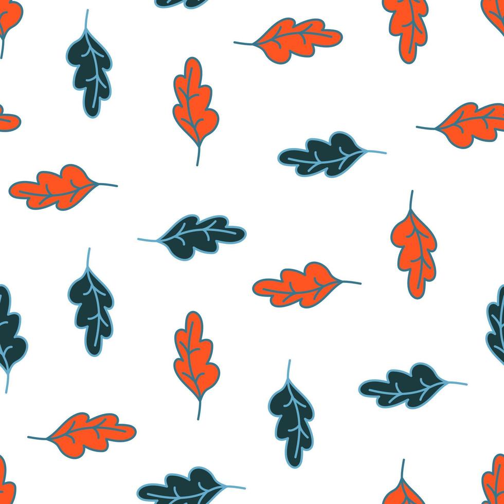 Simple outline oak seamless pattern. Foliage backdrop. Nature wallpaper. vector