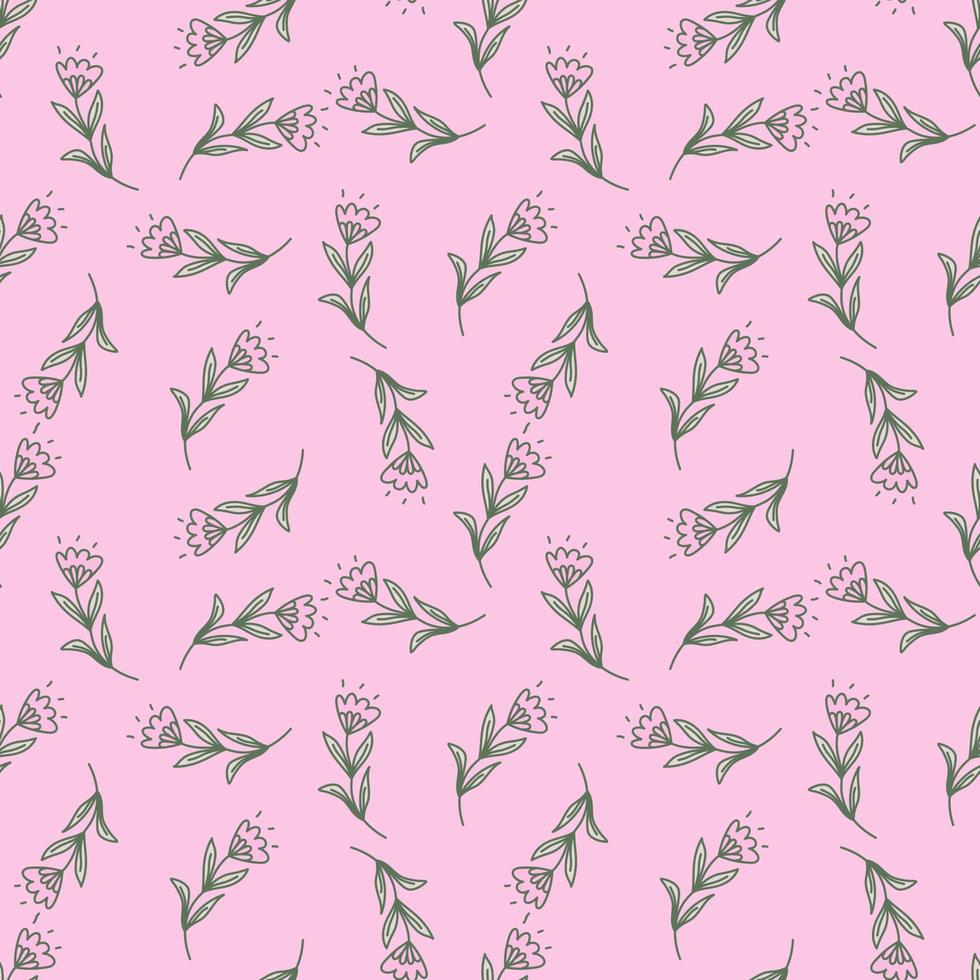 Cute flower seamless pattern in stylized folk style. Hand drawn elegant botanical background. vector