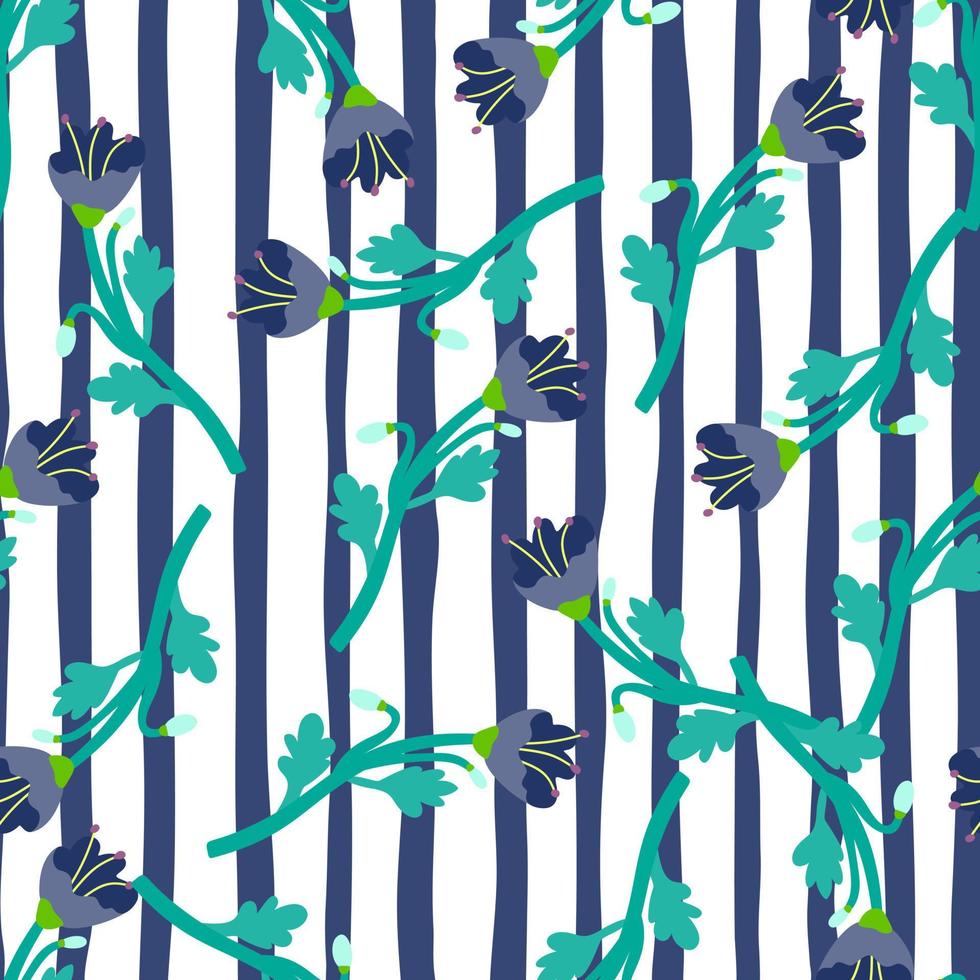 Vintage botanical flower seamless pattern. Naive art. Strange floral wallpaper. vector
