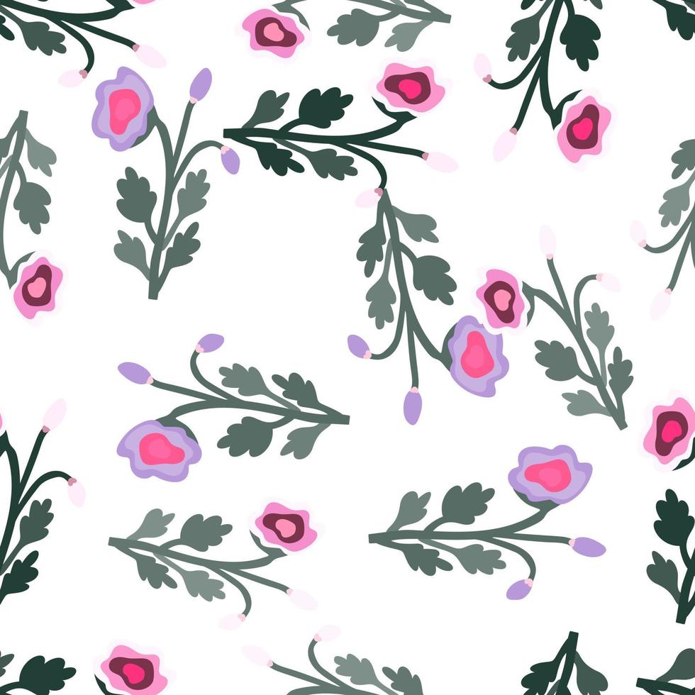 Abstract strange flower seamless pattern. Creative botanical floral ornament. Contemporary plants endless wallpaper vector