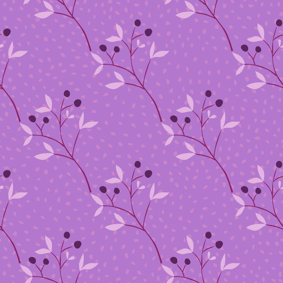 Hand drawn berry elements with leaves seamless pattern. Doodle botanical plants wallpape. vector