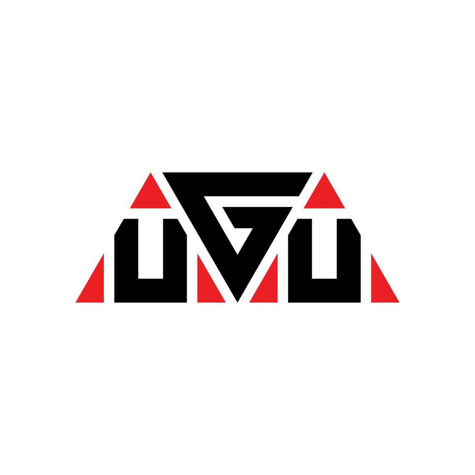 UGU triangle letter logo design with triangle shape. UGU triangle logo design monogram. UGU triangle vector logo template with red color. UGU triangular logo Simple, Elegant, and Luxurious Logo. UGU