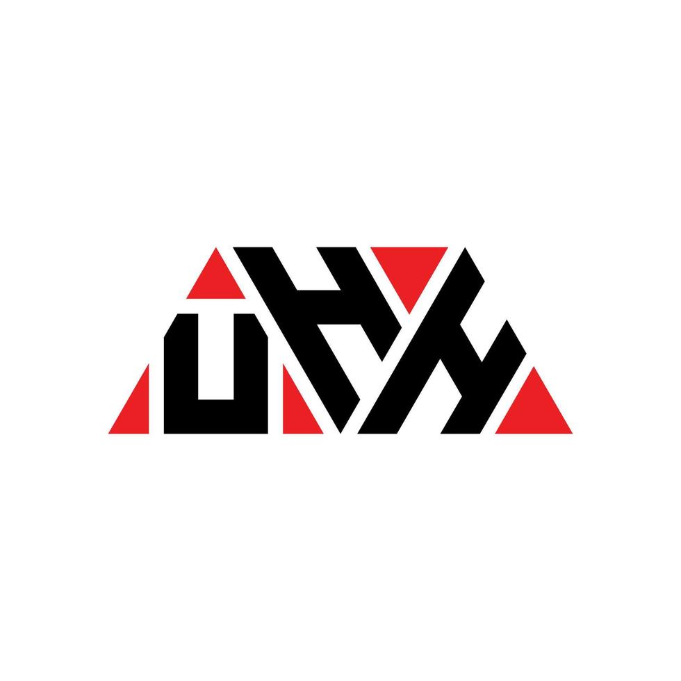 UHH triangle letter logo design with triangle shape. UHH triangle logo design monogram. UHH triangle vector logo template with red color. UHH triangular logo Simple, Elegant, and Luxurious Logo. UHH