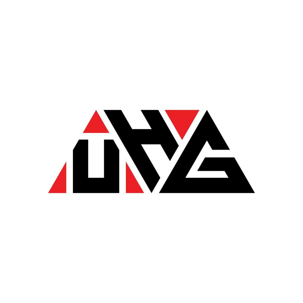 UHG triangle letter logo design with triangle shape. UHG triangle logo design monogram. UHG triangle vector logo template with red color. UHG triangular logo Simple, Elegant, and Luxurious Logo. UHG