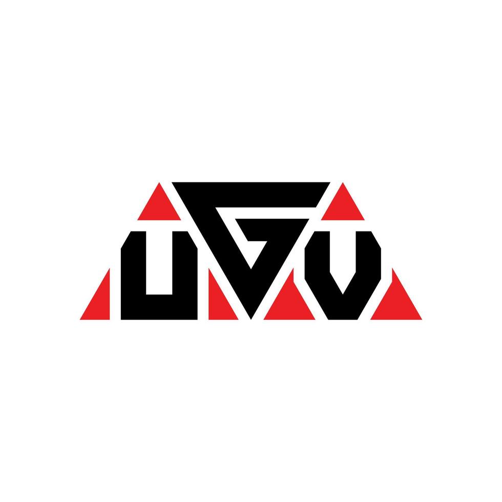 UGV triangle letter logo design with triangle shape. UGV triangle logo design monogram. UGV triangle vector logo template with red color. UGV triangular logo Simple, Elegant, and Luxurious Logo. UGV