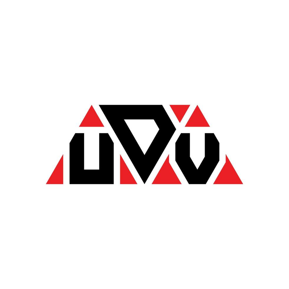 UDV triangle letter logo design with triangle shape. UDV triangle logo design monogram. UDV triangle vector logo template with red color. UDV triangular logo Simple, Elegant, and Luxurious Logo. UDV