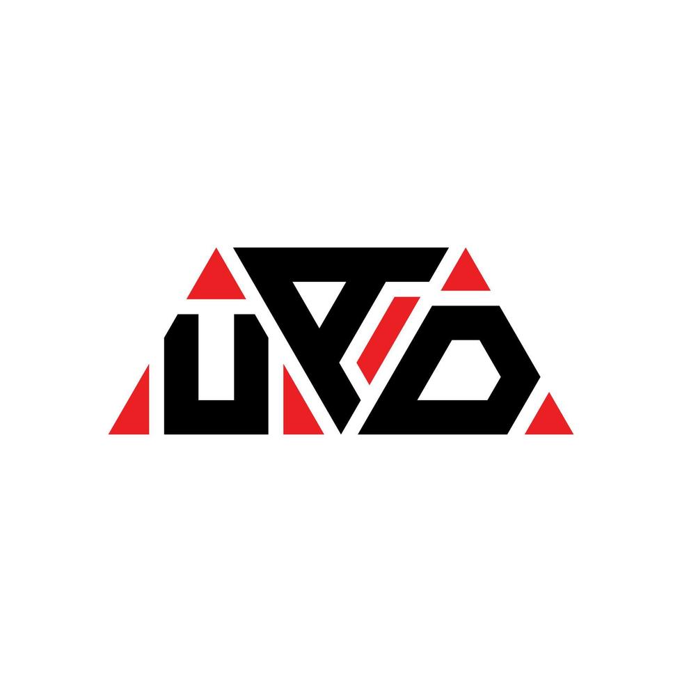 diseño de logotipo de letra triangular uad con forma de triángulo. monograma de diseño del logotipo del triángulo uad. plantilla de logotipo de vector de triángulo uad con color rojo. logotipo triangular uad logotipo simple, elegante y lujoso. uad