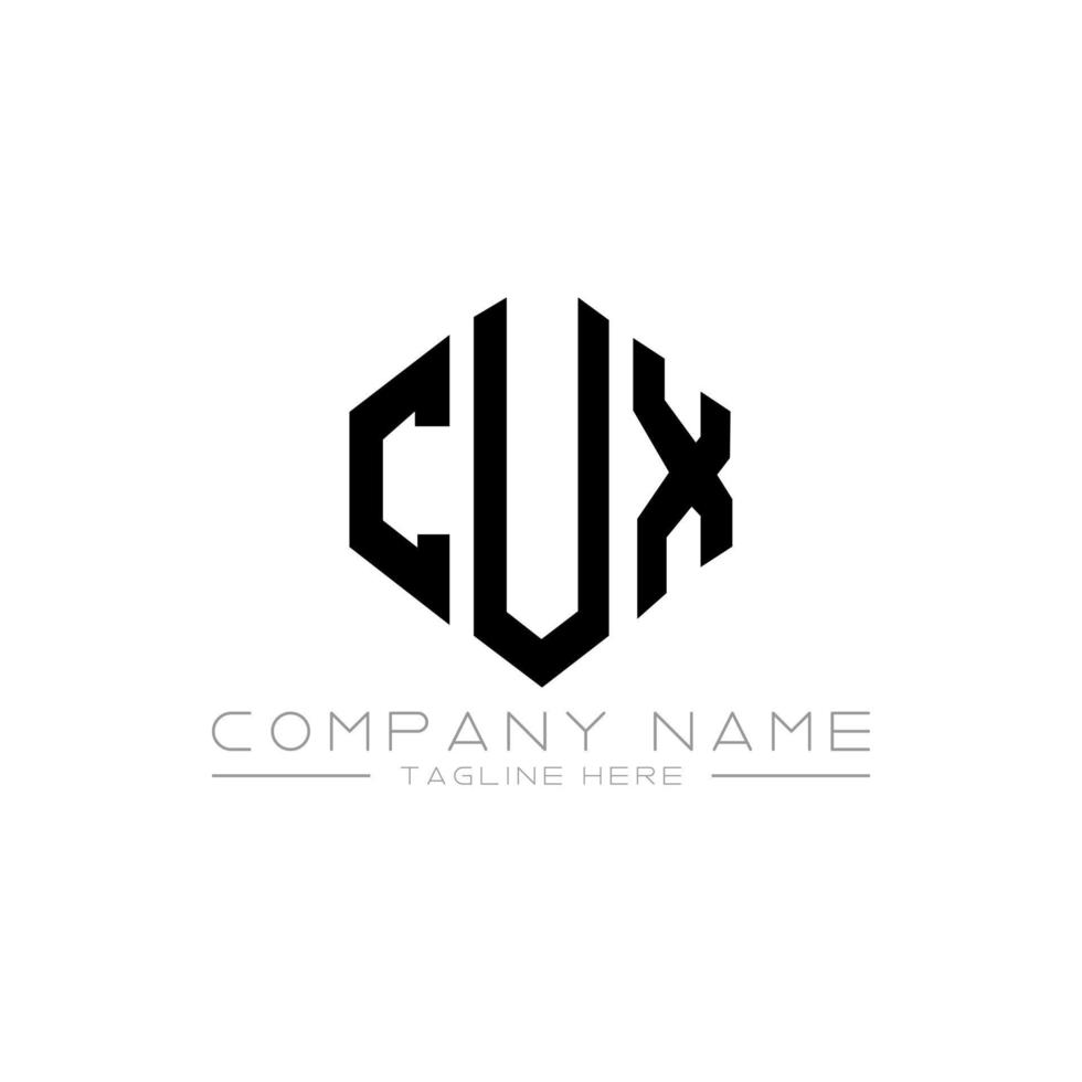CUX letter logo design with polygon shape. CUX polygon and cube shape logo design. CUX hexagon vector logo template white and black colors. CUX monogram, business and real estate logo
