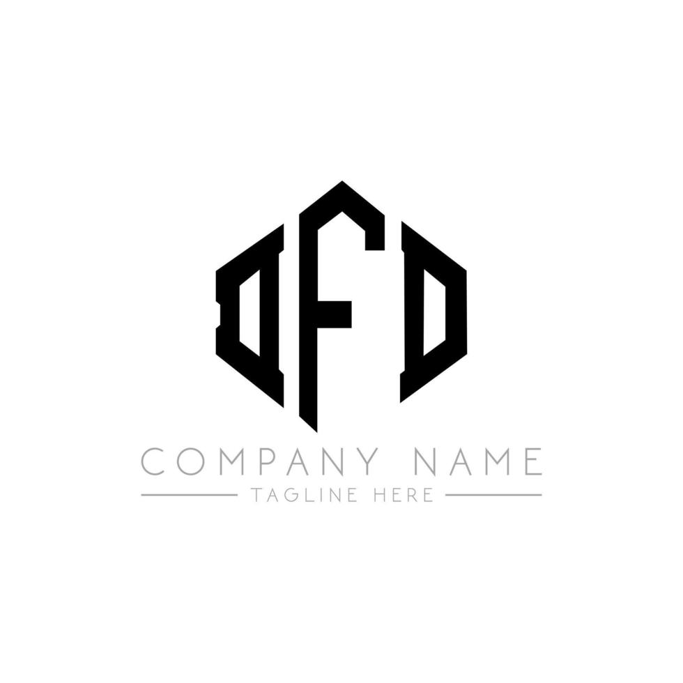 DFD letter logo design with polygon shape. DFD polygon and cube shape logo design. DFD hexagon vector logo template white and black colors. DFD monogram, business and real estate logo.