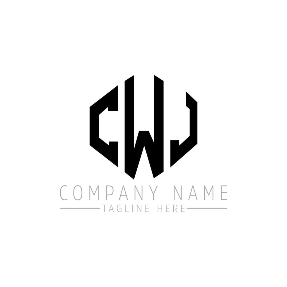 CWJ letter logo design with polygon shape. CWJ polygon and cube shape logo design. CWJ hexagon vector logo template white and black colors. CWJ monogram, business and real estate logo.