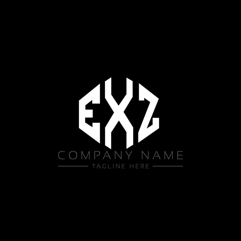 EXZ letter logo design with polygon shape. EXZ polygon and cube shape logo design. EXZ hexagon vector logo template white and black colors. EXZ monogram, business and real estate logo.