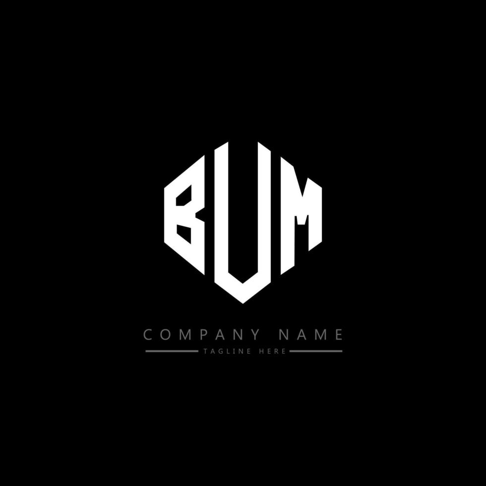 BUM letter logo design with polygon shape. BUM polygon and cube shape logo design. BUM hexagon vector logo template white and black colors. BUM monogram, business and real estate logo.