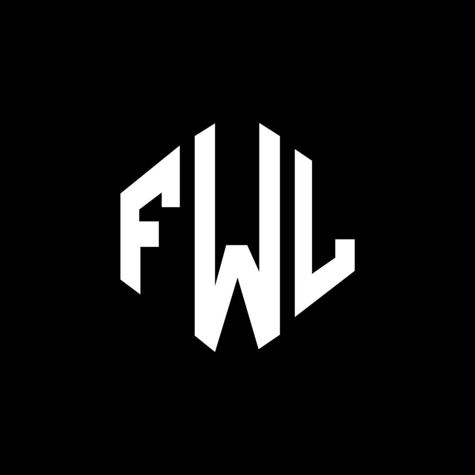FWL letter logo design with polygon shape. FWL polygon and cube shape logo design. FWL hexagon vector logo template white and black colors. FWL monogram, business and real estate logo.