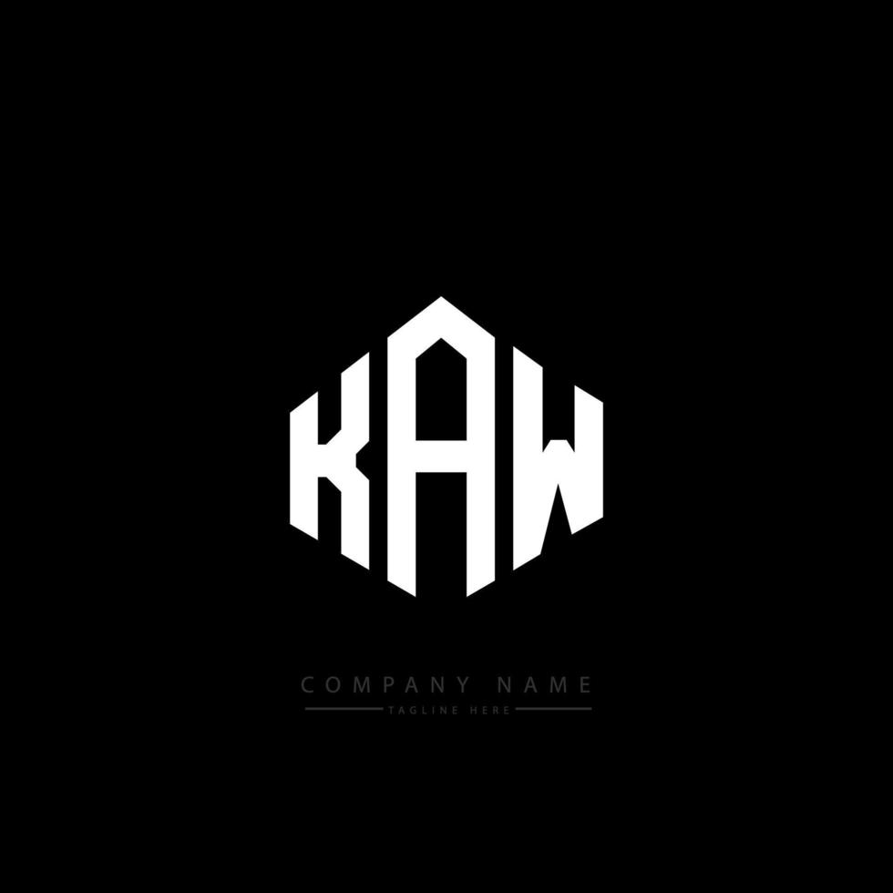 KAW letter logo design with polygon shape. KAW polygon and cube shape logo design. KAW hexagon vector logo template white and black colors. KAW monogram, business and real estate logo.
