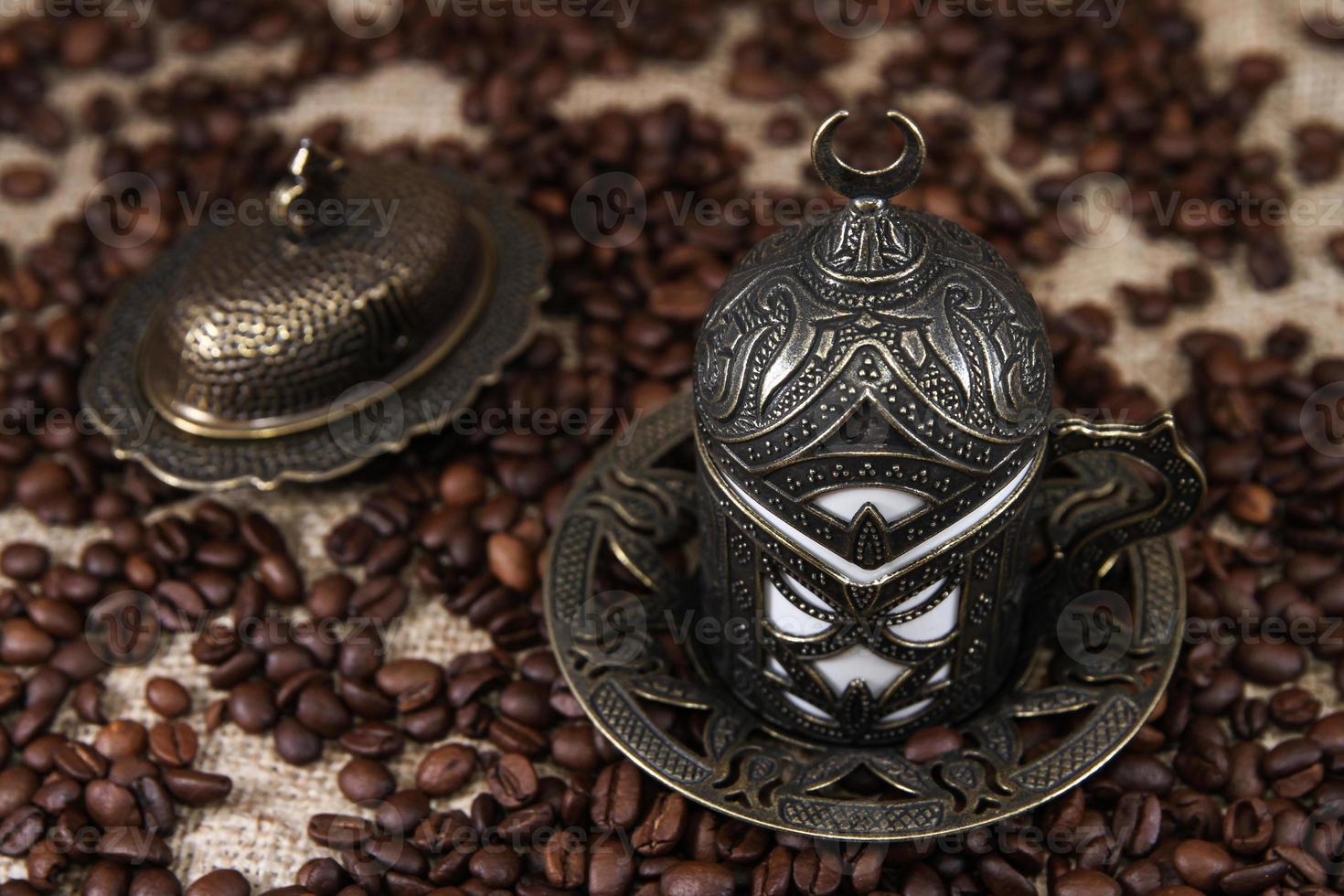 Roasted Coffee Beans and Turkish Coffee photo