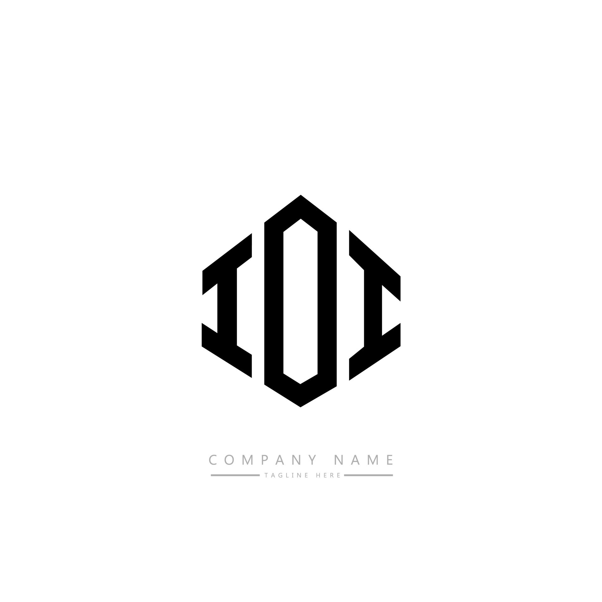 IOI letter logo design with polygon shape. IOI polygon and cube shape