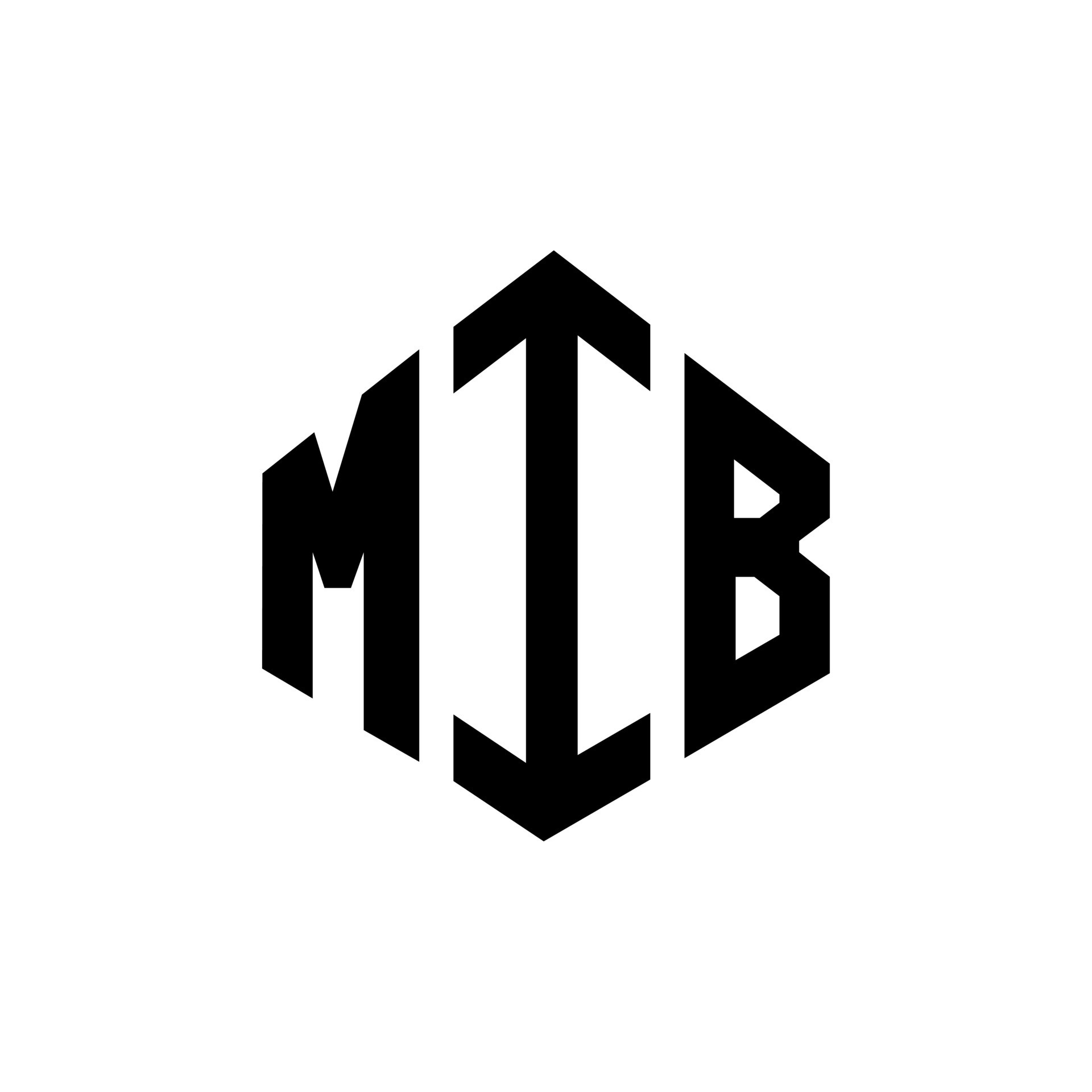 diseño de logotipo de letra mib con forma de polígono. mib polígono y ...