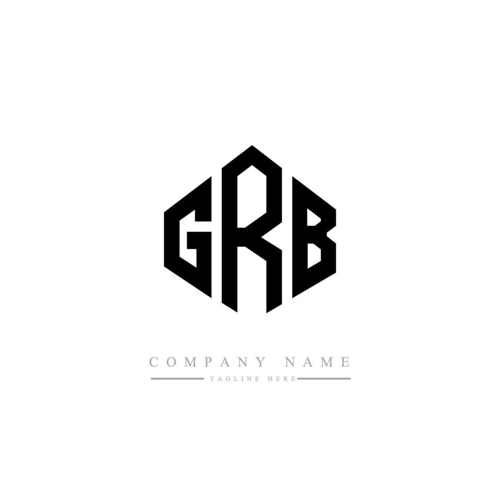 GRB letter logo design with polygon shape. GRB polygon and cube shape logo design. GRB hexagon vector logo template white and black colors. GRB monogram, business and real estate logo.