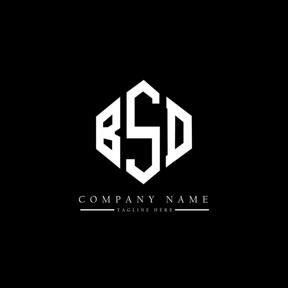 BSD letter logo design with polygon shape. BSD polygon and cube shape logo design. BSD hexagon vector logo template white and black colors. BSD monogram, business and real estate logo.