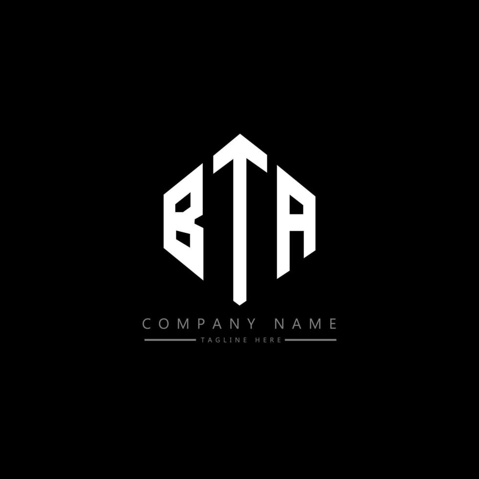 BTA letter logo design with polygon shape. BTA polygon and cube shape logo design. BTA hexagon vector logo template white and black colors. BTA monogram, business and real estate logo.