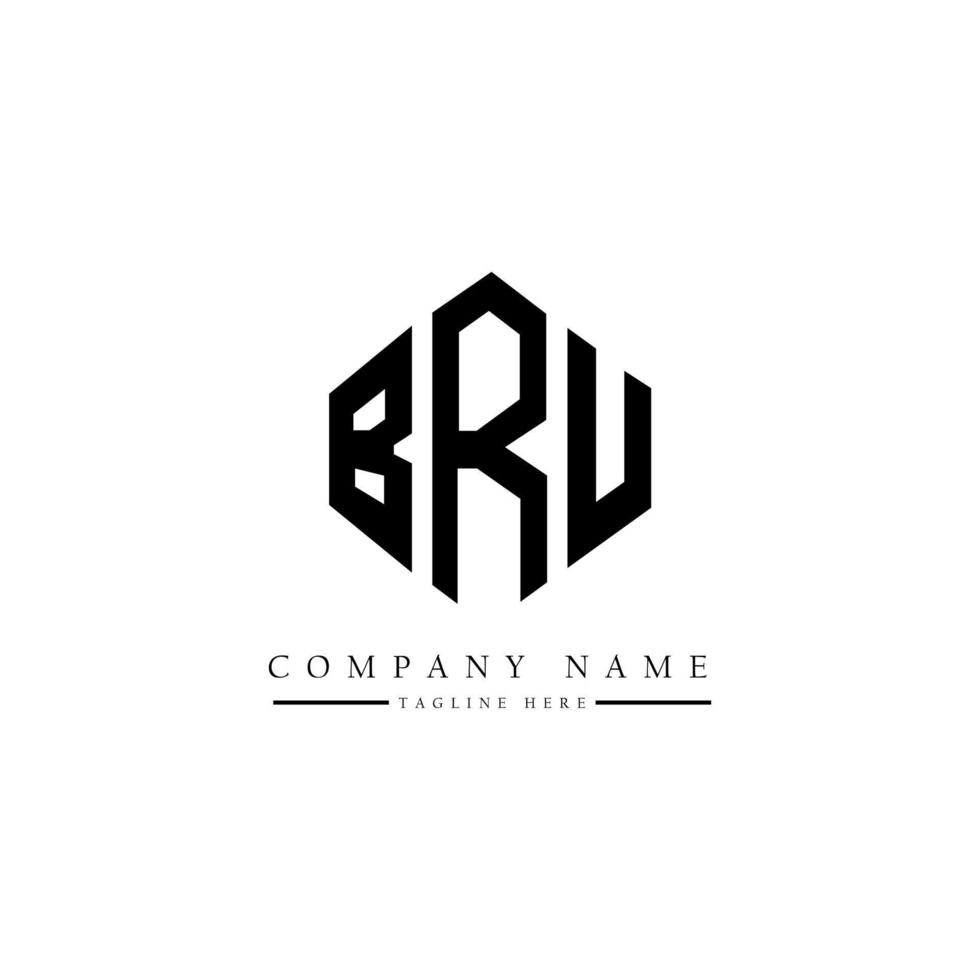 BRU letter logo design with polygon shape. BRU polygon and cube shape logo design. BRU hexagon vector logo template white and black colors. BRU monogram, business and real estate logo.