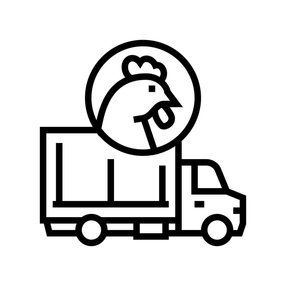 Ilustración de vector de icono de línea de transporte de camión de pollo