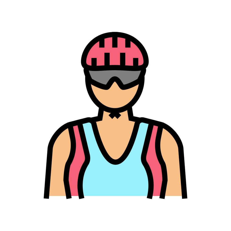 female cyclist color icon vector illustration