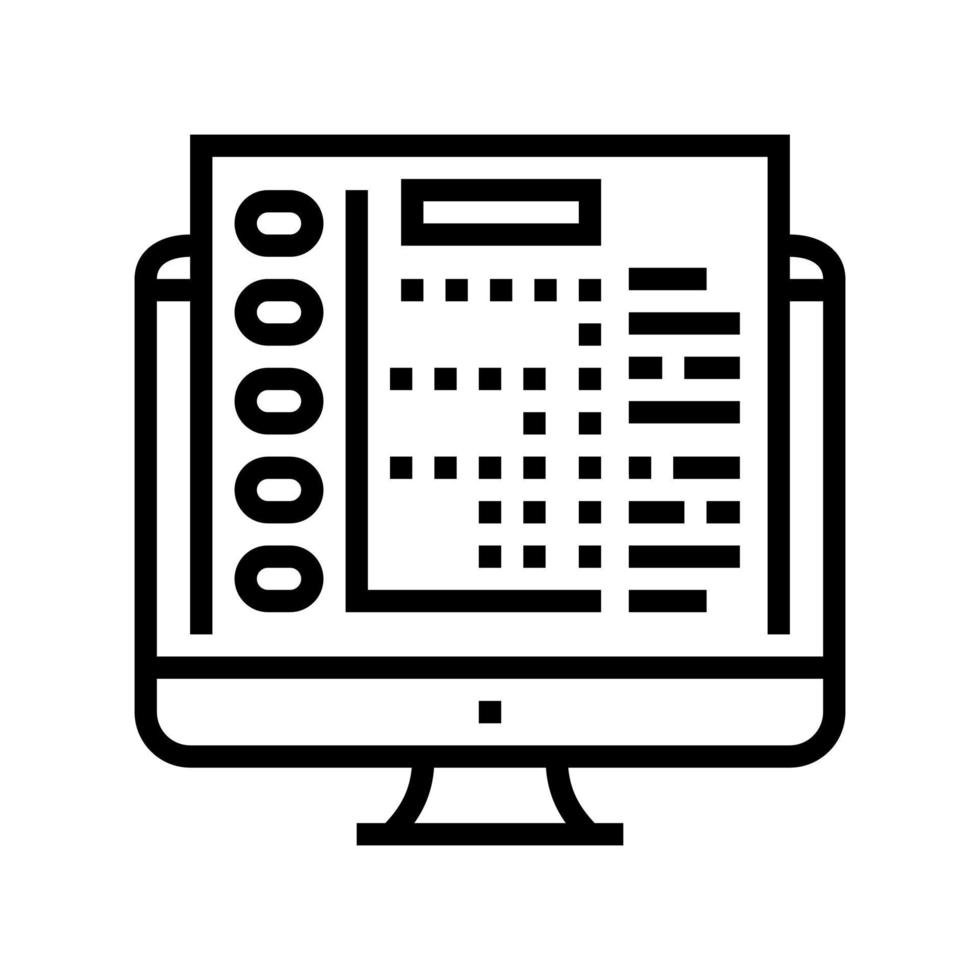 ilustración de vector de icono de línea de informe electrónico