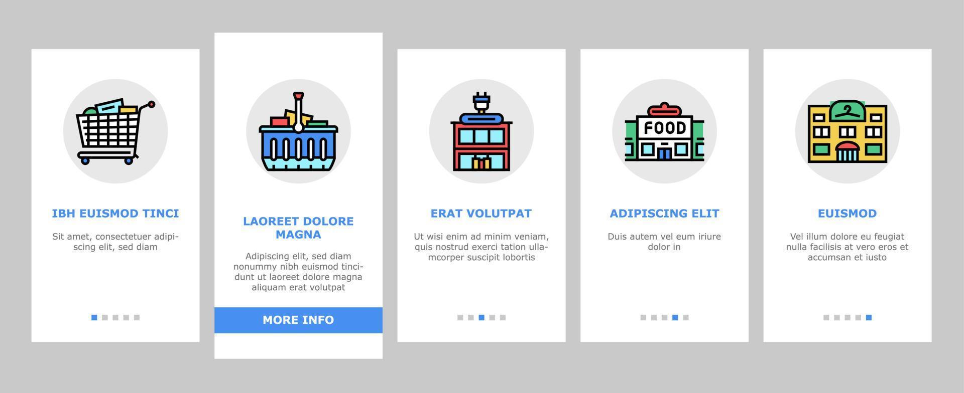 Purchases And Shopping Onboarding Icons Set Vector