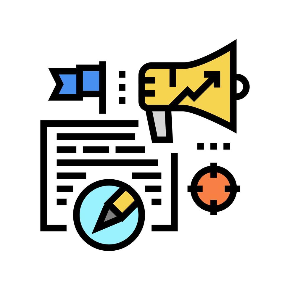 ilustración de vector de icono de color de redacción de marketing de contenido
