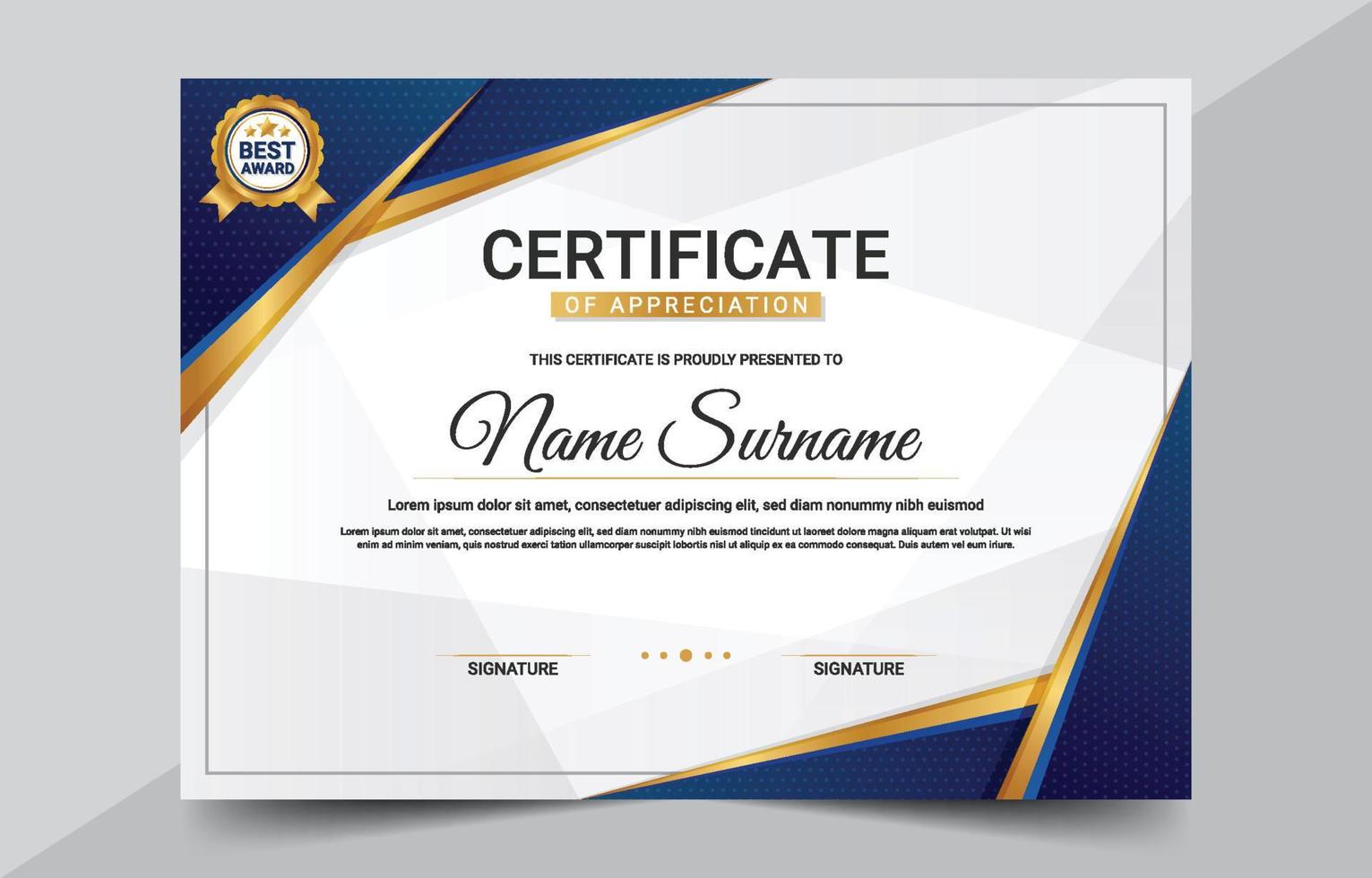 Business Certificate of Appreciation Template vector