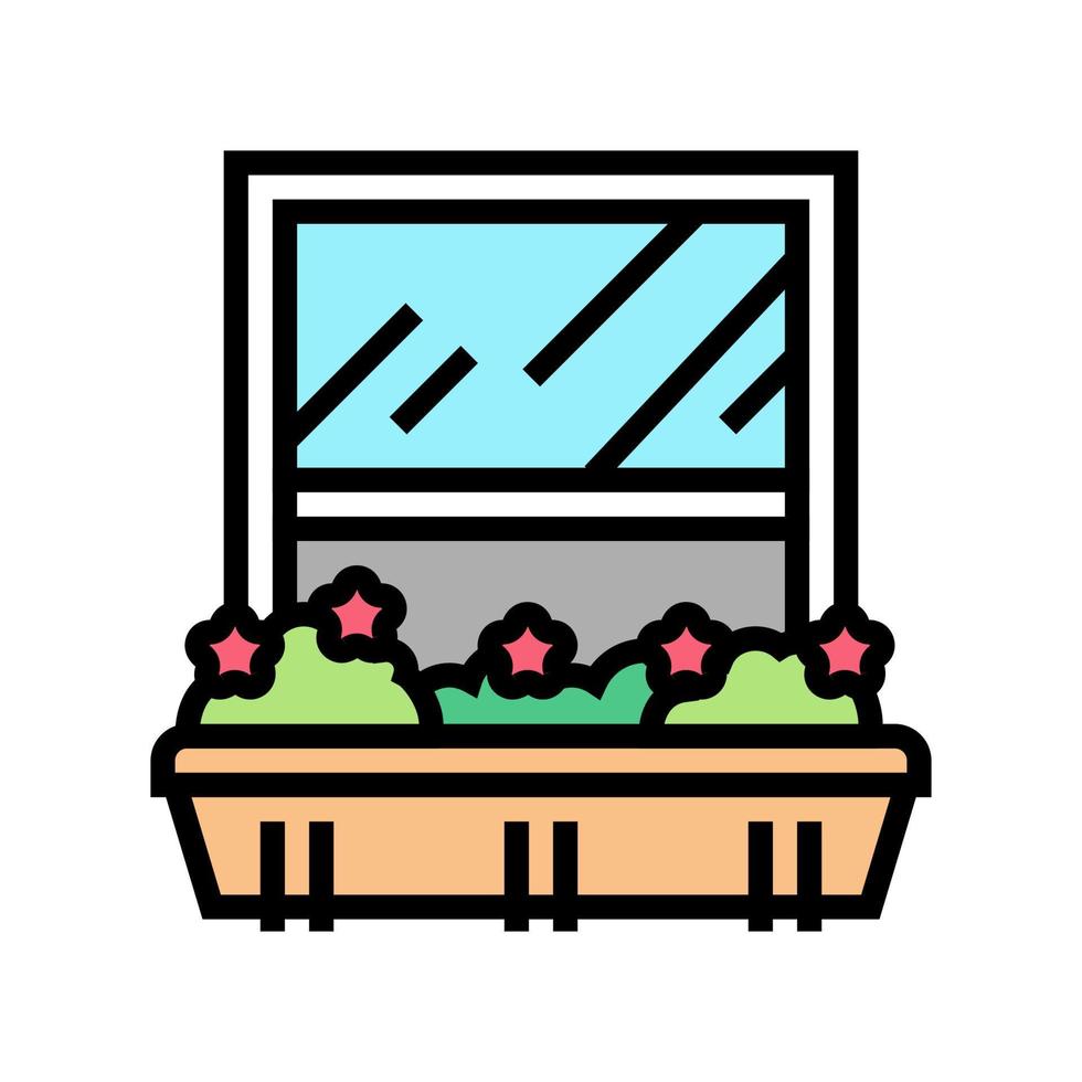 cultivo de plantas domésticas en el alféizar de la ventana olla color icono vector ilustración