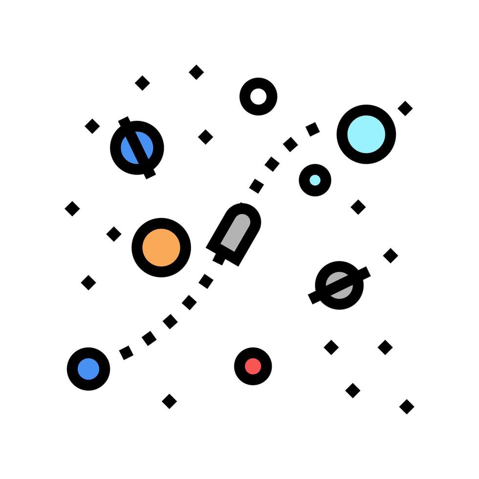 cosmic way between planets color icon vector illustration